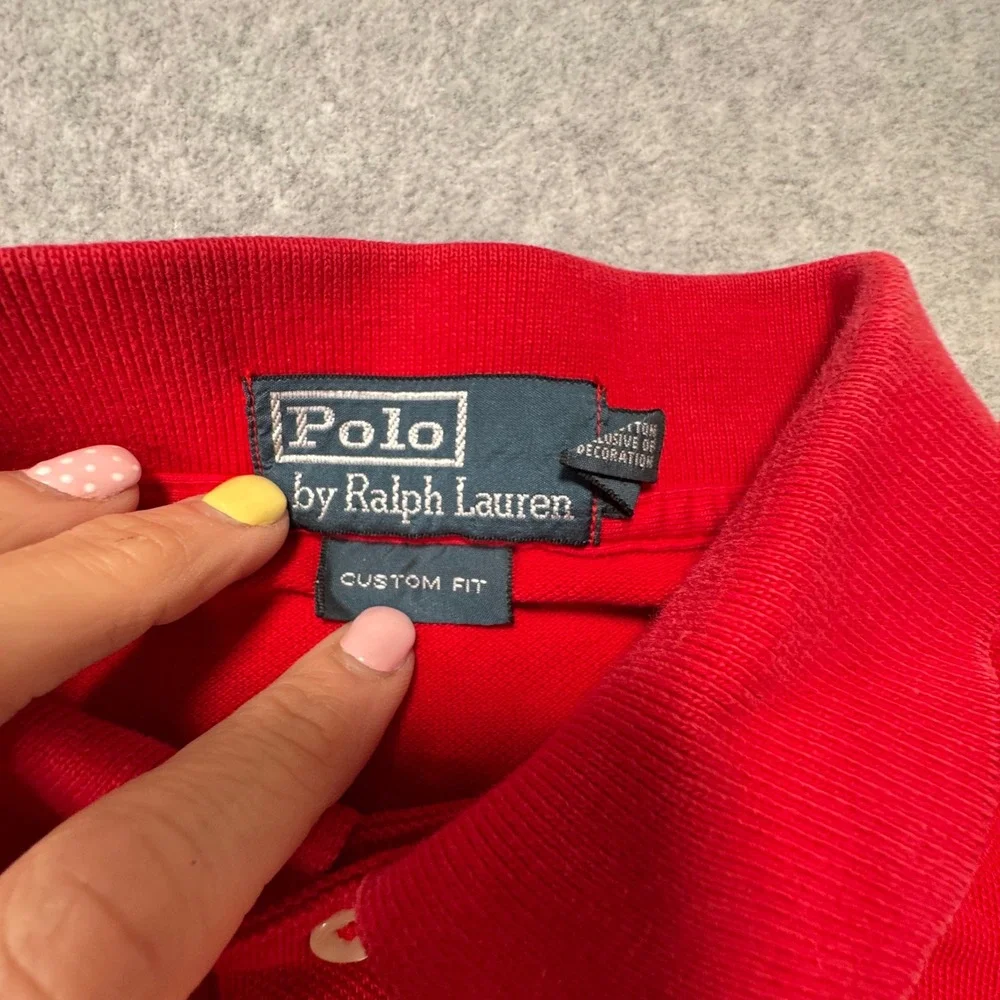 Polo Ralph Lauren Polo Shirt Pique Short‎ Sleeve Custom Fit Red Mens Medium